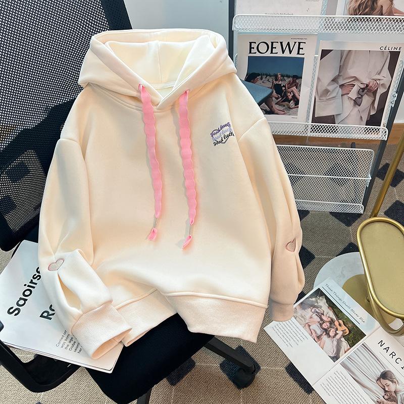 Modischer Langarm-Doppellagiger Hut Übergroßer Lässiger Frühling/Herbst Bedruckter Kontrastfarbener Bestickter Damen-Hoodie