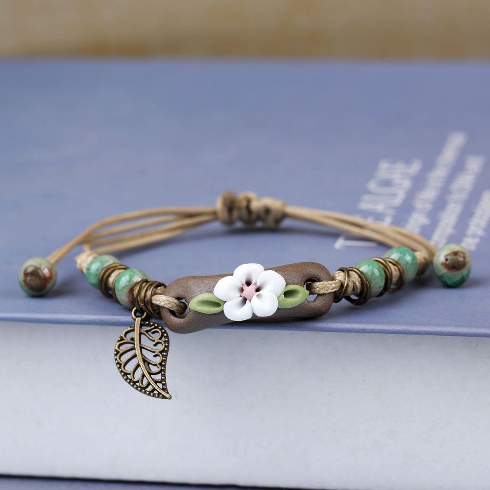 Broken Bridge Ceramic Floral Handmade Bracelet - Women's Fashion Jewelry