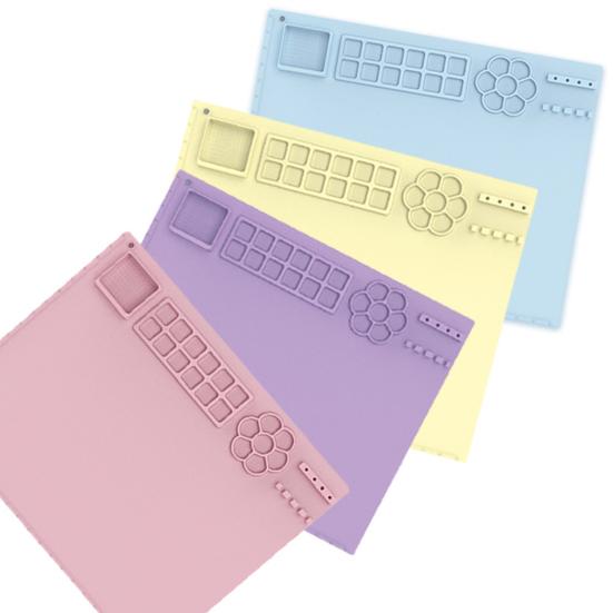 Silicone Craft Mat with Cup Non-Stick Surface Versatile Usage Easy-maintenance Foldable Design Painting Mat for Kids