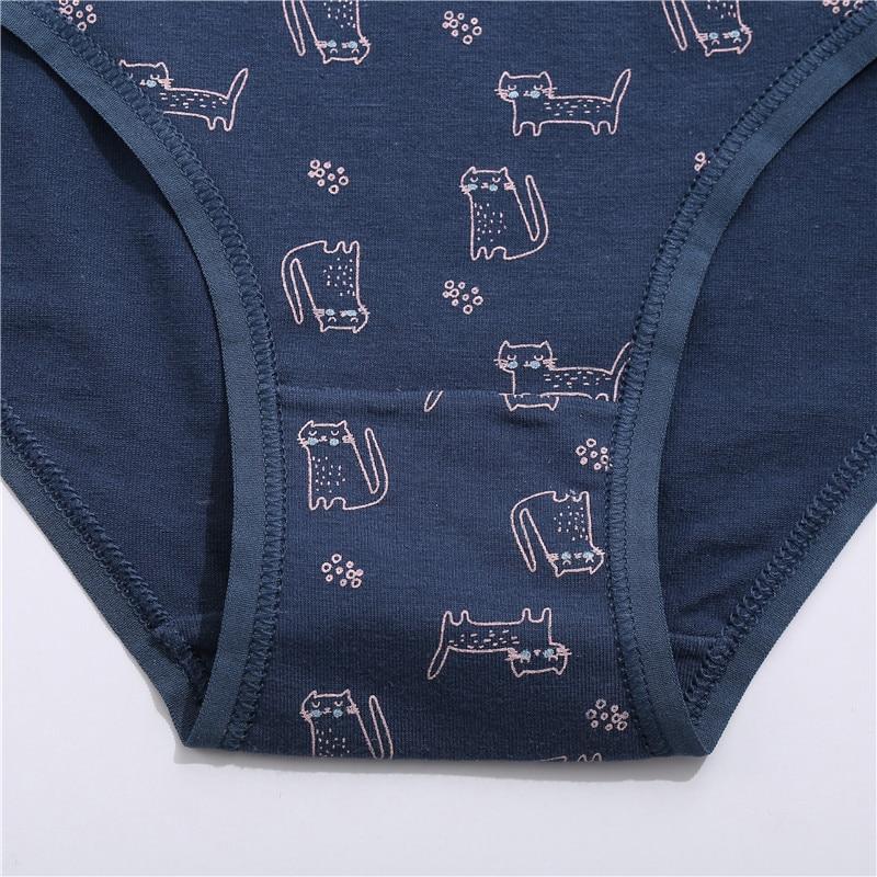 FINETOO 2PCS Women's Cotton Panties Sexy Lingerie Floral Printed Waist Female Cute Panties M-XXL Ladies Briefs