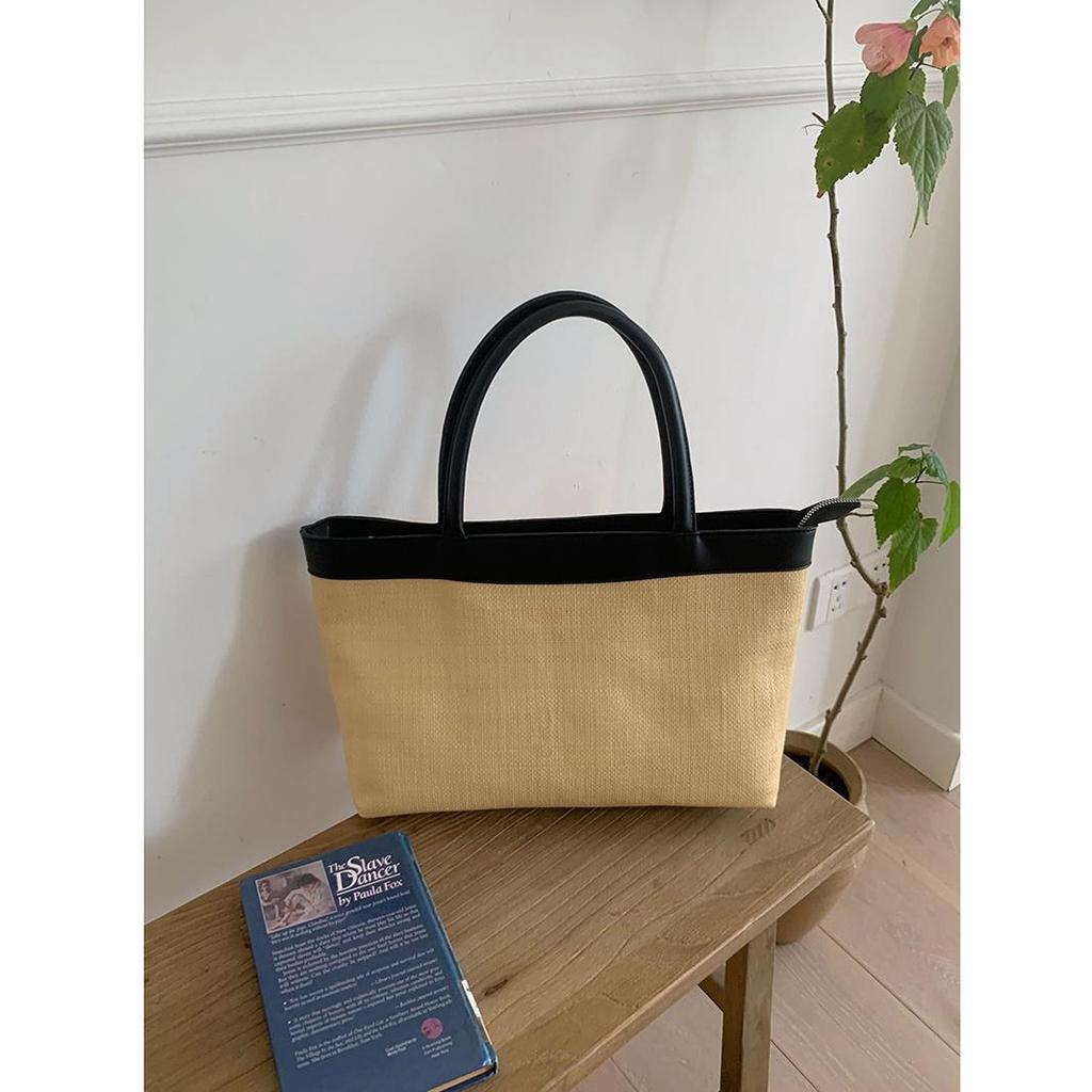 Luxury Design Straw Woven Tote Bags For Women Large Capacity Shoulder Beach Bag Pure Color Summer New Big Shopping Handbag 2024