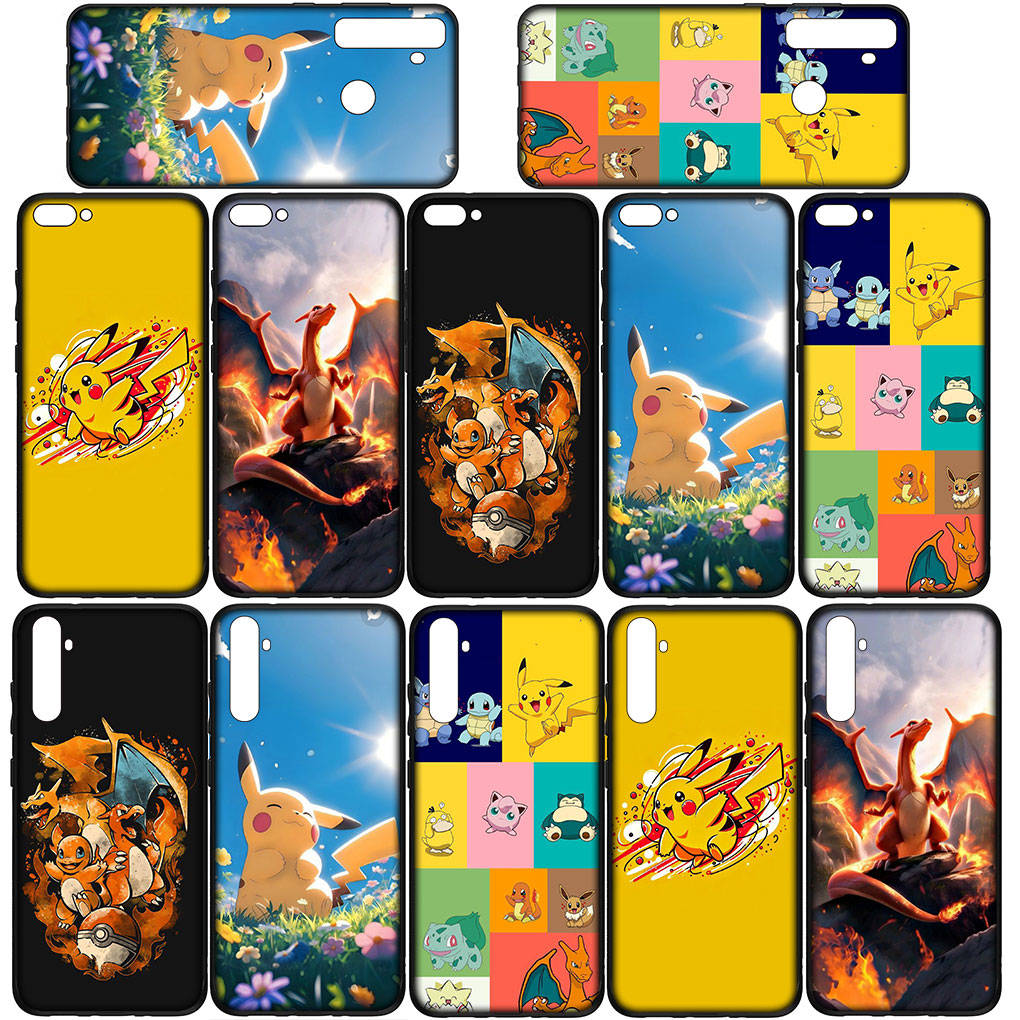 Husă pentru iPhone 16 15 Xiaomi Redmi Note 14 13 12 11 Pro Max X 8 9 16e Samsung Galaxy S25 S24 S23 Moto OPPO Huawei Husă de telefon drăguță cu Pikachu Charmander