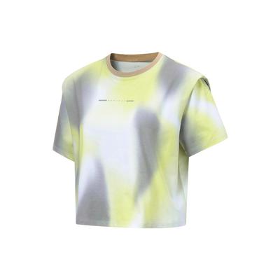Li Ning Tie-Dye Quick-Dry Loose Short Sleeve T-Shirt Women Tops Goat-Gray ATST218-6