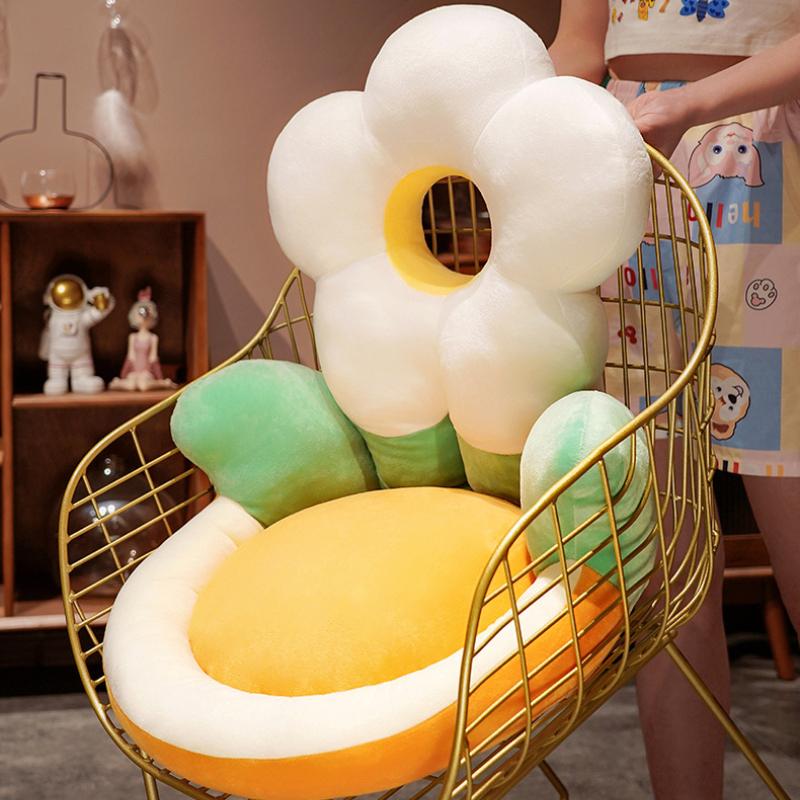 Cute Sunflower Cushion Cartoon Beautiful and Comfortable Semi Closed Backrest Lumbar Support Student Home Office Room Tatami Mat