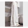 Pantaloni a gamba larga traforati con inserti in pizzo da donna estivi a vita alta con senso del design larghi sottili drappeggiati casual