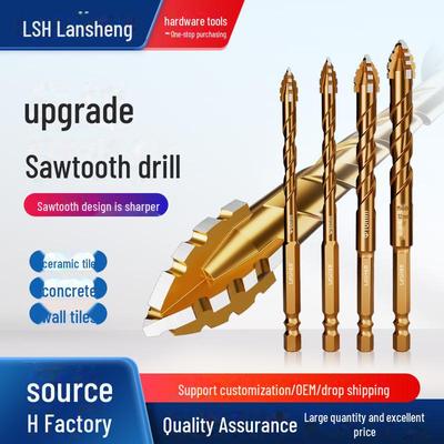 Enhanced Four-Edged Serrated Dry-Drilling Bit for Tile, Glass, Marble & Concrete (6/8/10/12mm)