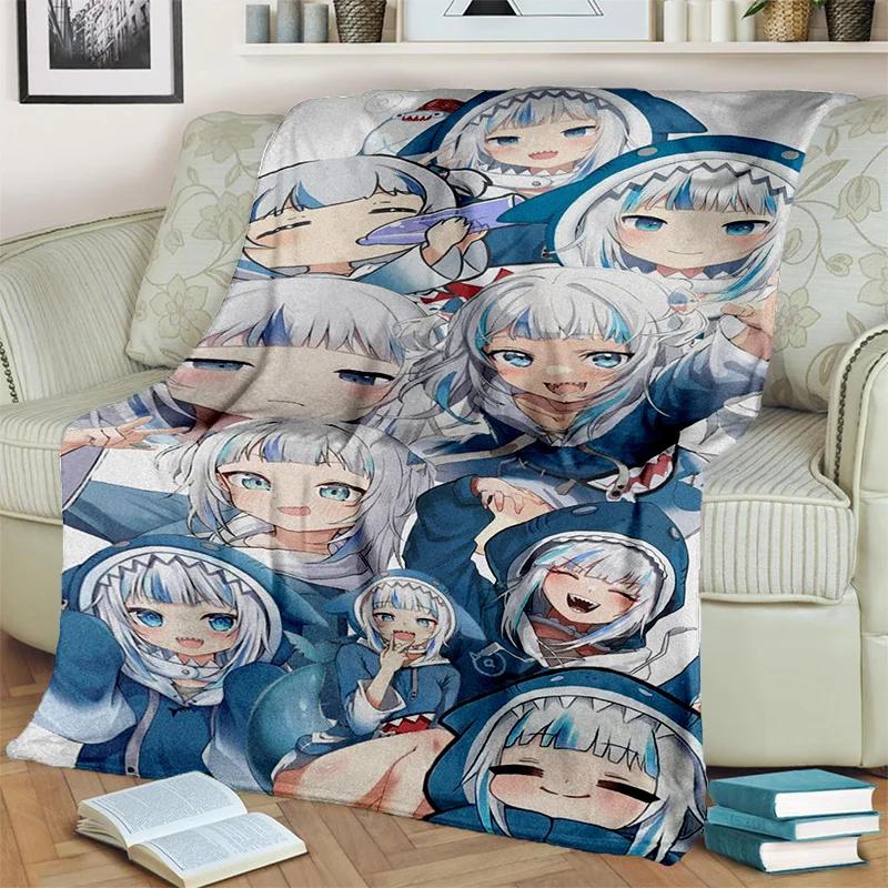 3D Cute Gawr Gura Hololive Cartoon Blanket,Soft Throw Blanket for Home Bedroom Bed Sofa Picnic Travel Office Cover Blanket Kids