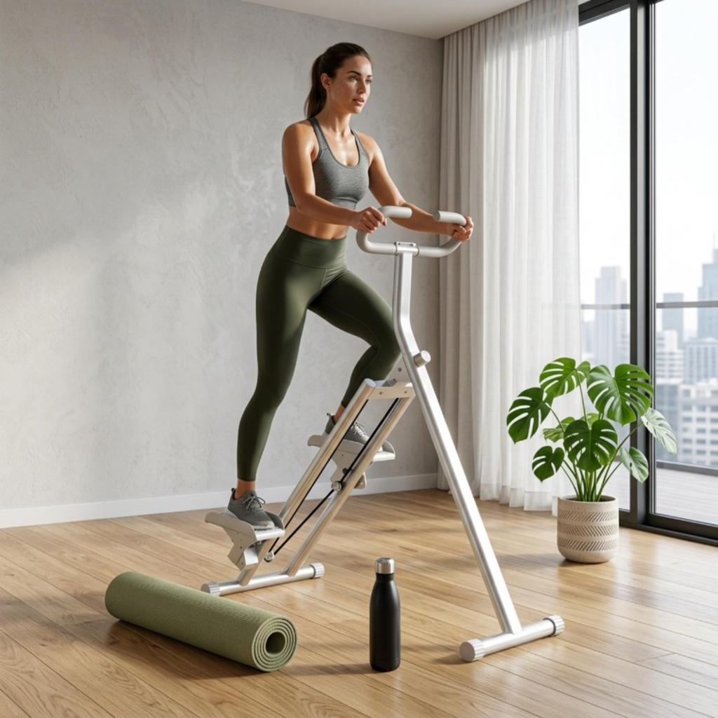 Stair Stepper with Handlebars Foldable Climbing Machine Adjustable Climber