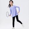 Completo Fitness da Bambina con Pullover a Maniche Lunghe Asciugatura Rapida e Leggings Squalo