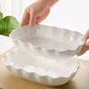 Heat-resistant Ruffled Edge Serving Plate Rectangular Meal Plate Artistic Steamed Fish Plate  Soup