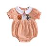Citgeett Summer Halloween Infant Baby Girls Striped Bodysuit Embroidery Short Sleeve Jumpsuit Clothes