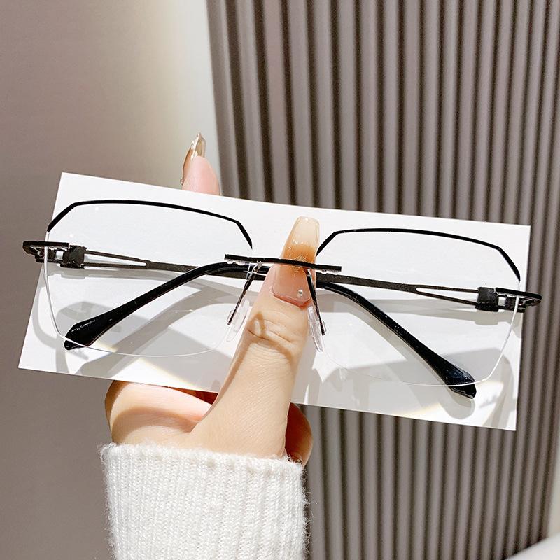 High Definition Anti Blue Light Frameless Presbyopia Glasses for Women Men's Business Luxury Designer Far Sight Eyeglasses +4.0
