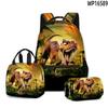 Classic Novelty Peculiar Cool Dinosaur 3D Printed 3pcs/Set Student School Bags Laptop Daypack Backpack Lunch Bag Pencil Case