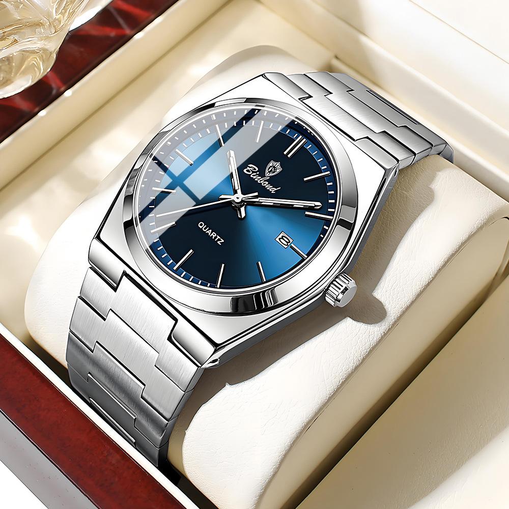 

Ультратонкий циферблат мужские наручные часы водонепроницаемые светящийся дисплей календаря мужские модные деловые часы белый/синий