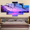 Cherry Trees Lucky Trees Mountain Lake Landscape 5 Panel HD Print Wall Posters Canvas Art Painting  Room Decoration