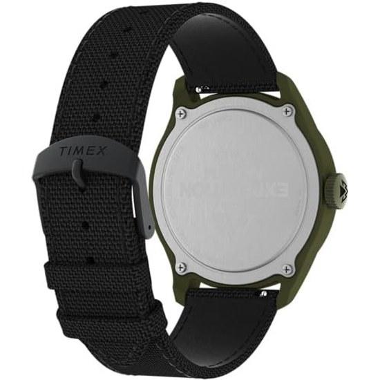Timex Mens Expedition North Traprock 43mm Watch Black Green Casual.