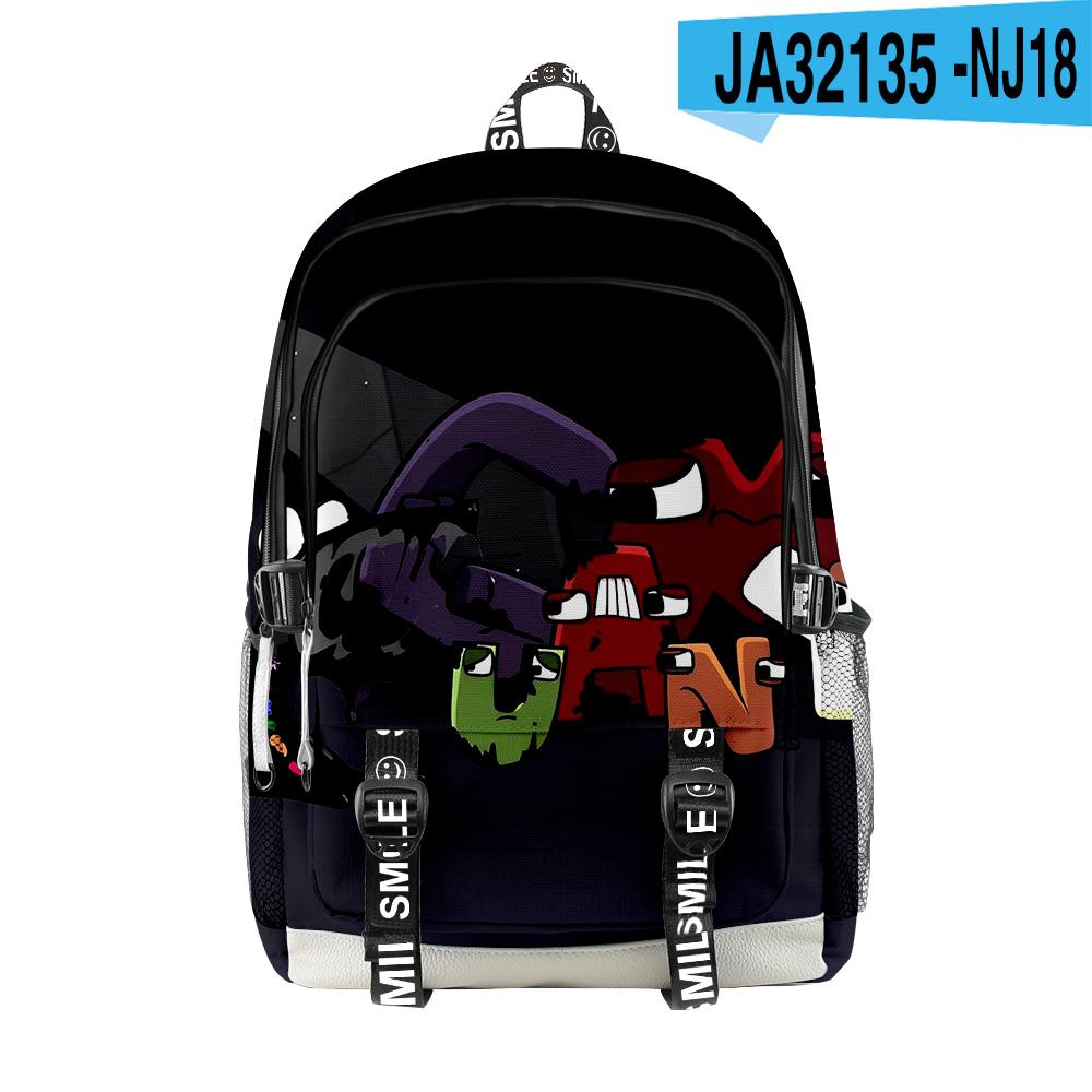 Rucsacuri școlare populare clasice Alphabet Lore pentru studenți, unisex, cu imprimeu 3D, Oxford, impermeabile, multifuncționale, rucsacuri de călătorie