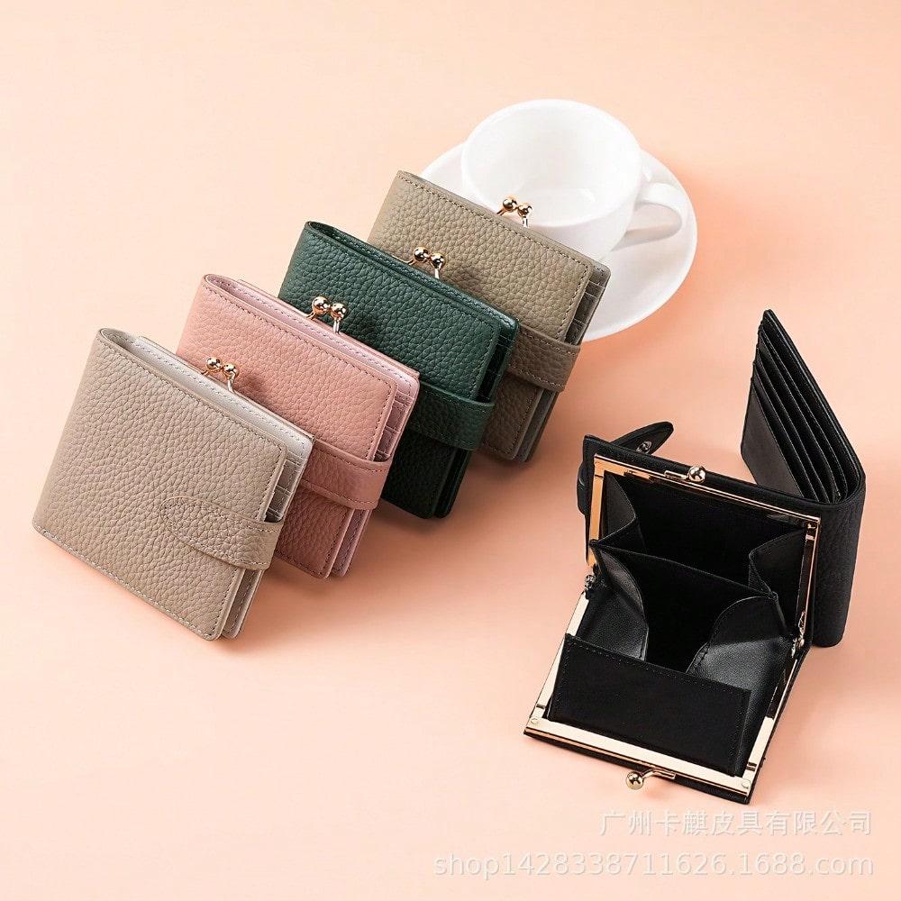 Hardware Clip, Coin Mouth, Gold Wallet, Women's Short Wallet