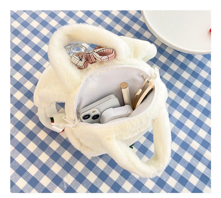 Japanese Cute Avocado Rabbit Plush Handbag - Soft Crossbody Bag for Girls