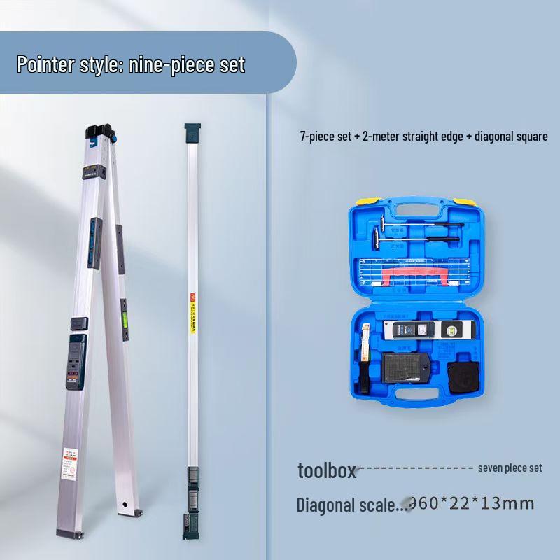 2m Aluminum Alloy Digital Spirit Level - High Precision, Thickened Design for Decoration & House Inspection
