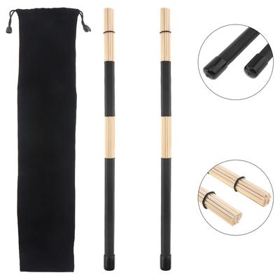 1 Paar 40 cm Jazz-Drum-Bürsten, schwarzer Gummigriff, Bambus-Drumsticks mit Samttasche