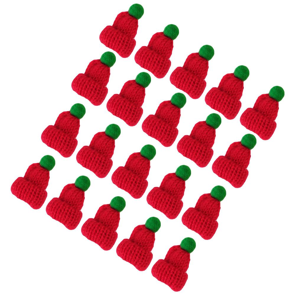 20Pcs Mini Woolen Christmas Hat Set for DIY Decor Crafting High Quality Fade Resistant Santa Hat Ornament for Gifts Home Party