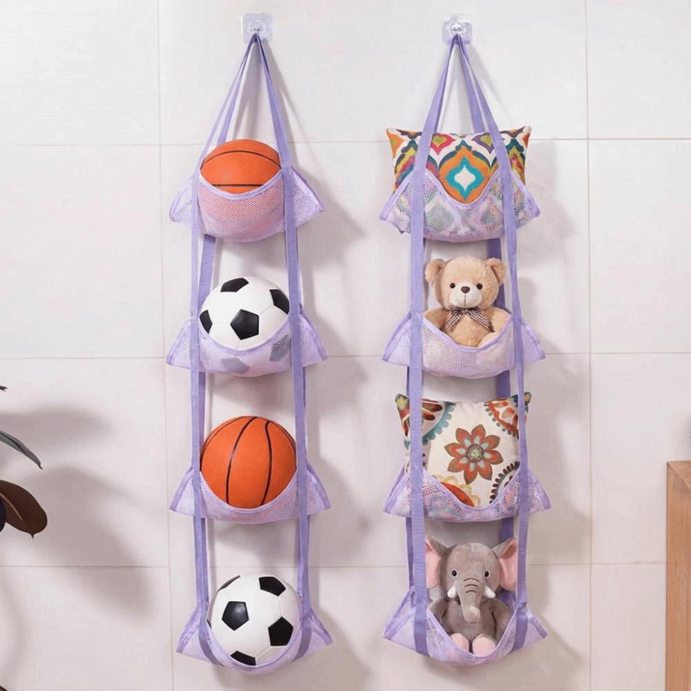 Wall Mounted Ball Storage Hanging Bag Large Capacity 3/4 Layers Basketball Storage Bag Foldable Durable