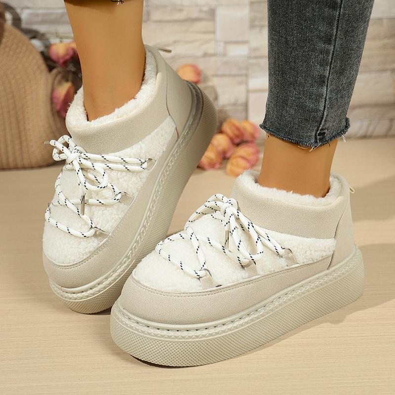 Fashion Fashion Lace Up Platform Snow Boots Women 2025 Thicken Plush Warm Winter Boots Woman Thick Sole Non Slip Cotton Padded Shoes