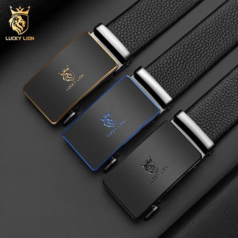 LUCKY LION Men's First-Layer Cowhide Automatic Buckle Belt