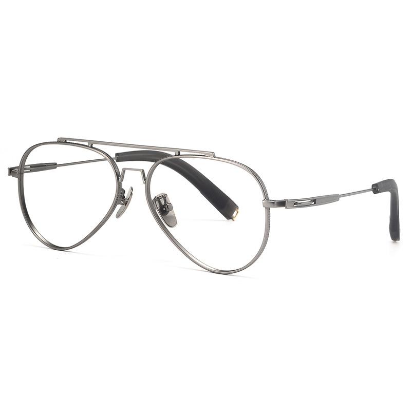 

USA Designer Replica 143mm Big Size Pilot Glasses Ultra Light Pure Titanium Double Bridge Frames Men Vintage Eyewear Demo Lens темно-сірий