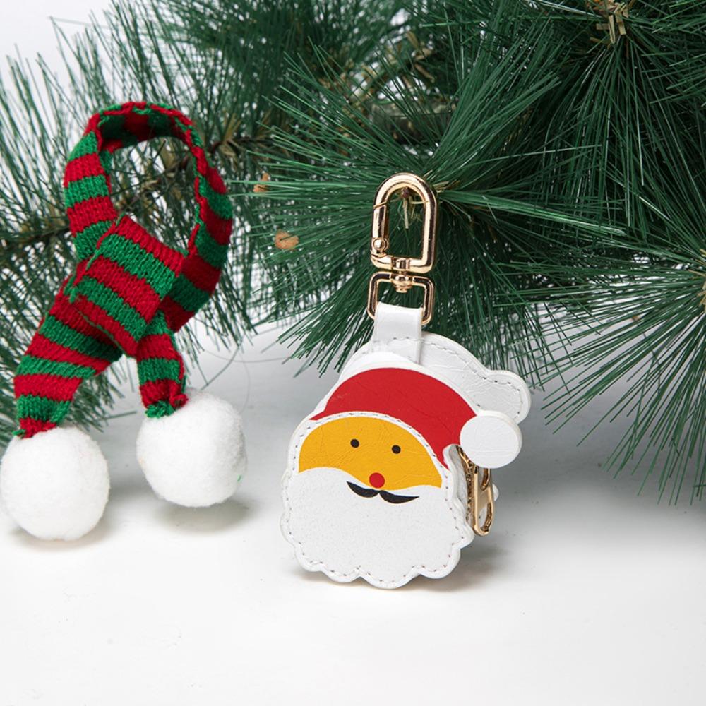 

Snowflake PU Leather Keychain Cute Earphone Bag Mini Christmas Pendant Gift Style 1