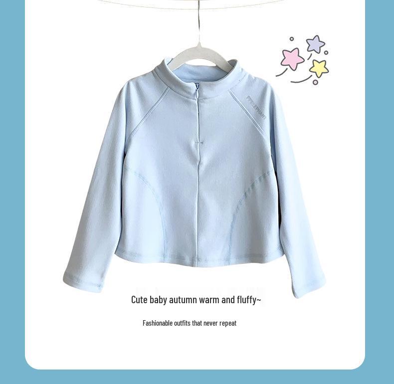 Children's 2025 Spring/Autumn Boys' Solid Round Neck Sweatshirt & Girls' Fashionable Korean-Style Shirt