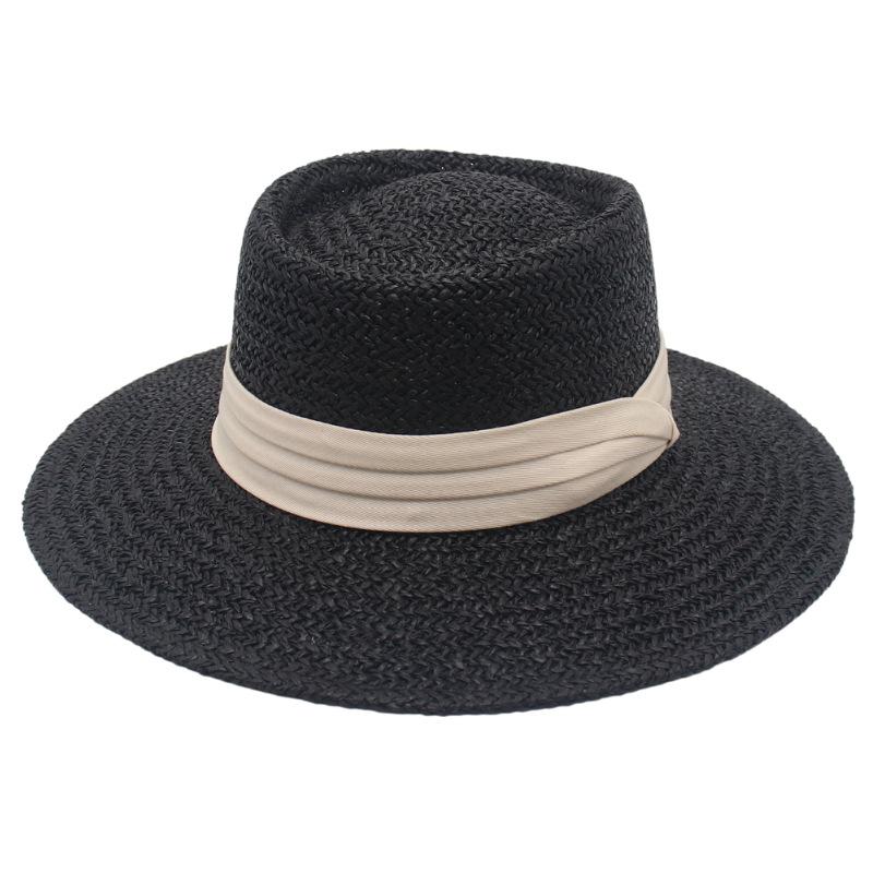

Internet Celebrity Straw Hat Lady Spring And Summer Flat Brim Color Three Fold Ribbon Small Fresh Celebrity French Encryption Hat One size fits all