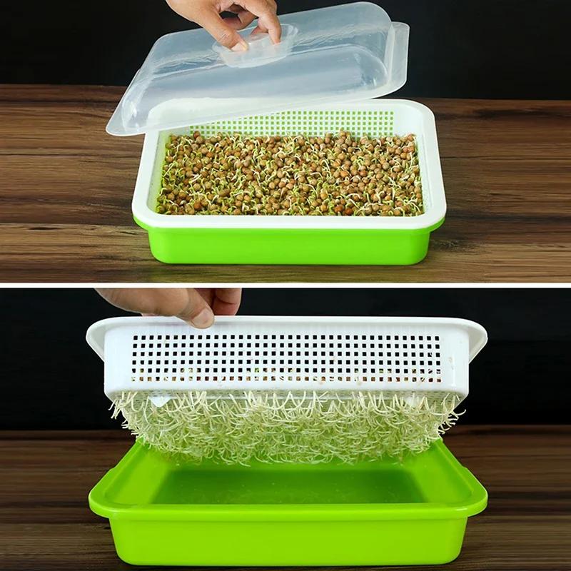 Garden Home Use Seed Sprouter Tray BPA Free PP Soilless Bean Sprout Grower Seedlings Germination Tray Sprouting Kit with Lid