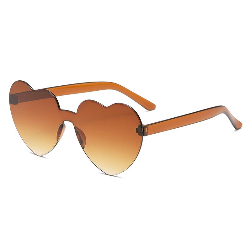 New Fashion Candy Heart Sunglasses Women Gradient Color Integrated Sun Glasses Personality Frameless Design Female