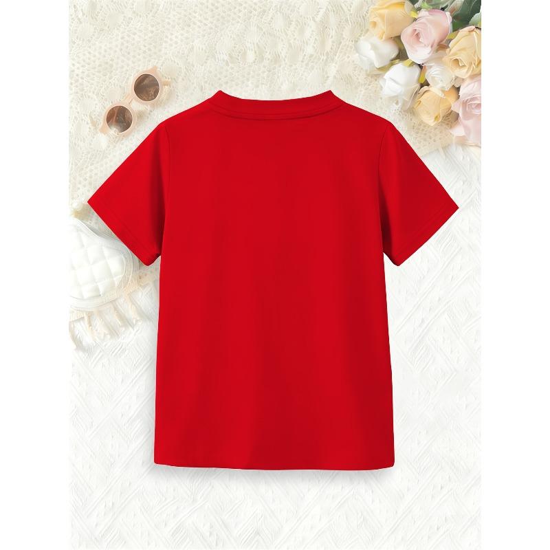 European sizes Girls' Short-Sleeve T-Shirt for Older Kids, Breathable And Skin-Friendly, Featuring a Round Neck.