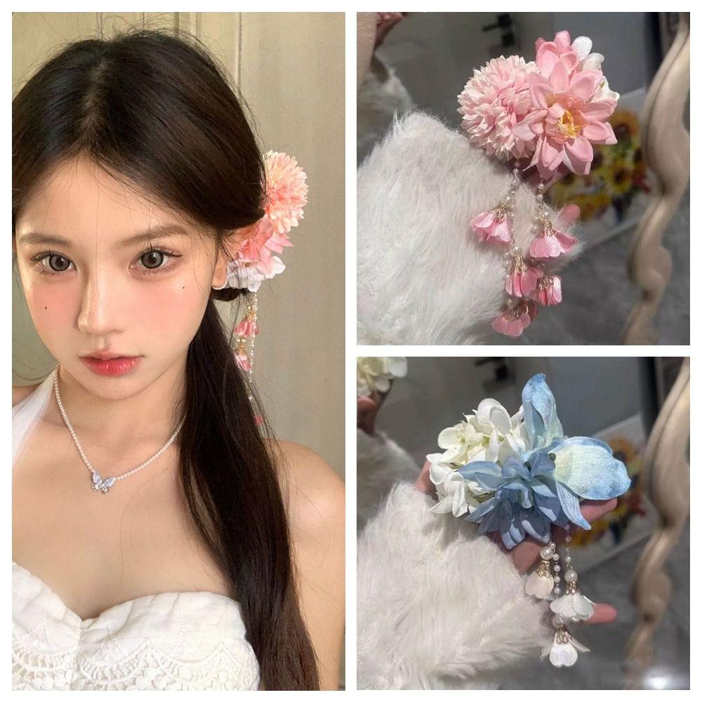 Headwear Hairpin Tassel Barrettes Fashion Lily Flower Hair Clip  Women