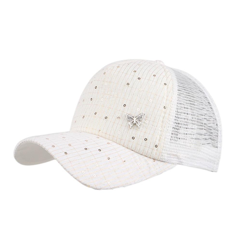 Sequin Sport Peaked Hat Butterfly Summer Sun Hat Casual Mesh Baseball Hat  Travel Beach