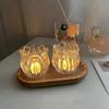 2PCS Creative Vintage Tulip Shaped Candle Holder Mini Romantic Candle Cup Ornament Clear Candlestick Holder Restaurant