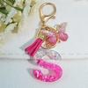 Gradient Pink Jewelry Letter Keyring Resin Letter Keychain with Fringe Butterfly DIY Bag Decoration Pendant Party Gift