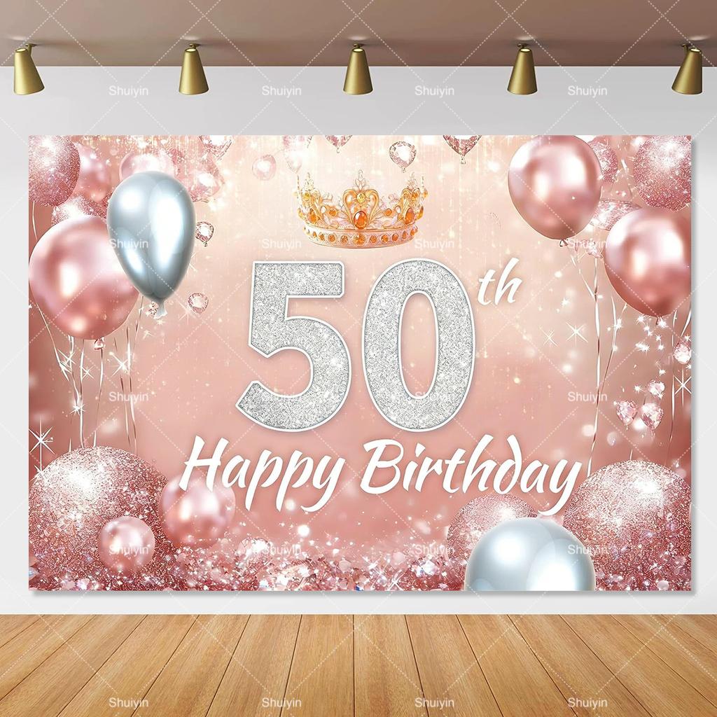 Sweet Rose Gold Birthday Backdrop Girl Lady 16/18/30th Anniversary Birthday Party Decor Age Custonized Banner Poster Photo Props