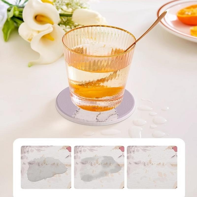 Runde Cartoon Kätzchen Untersetzer Diatomeenerde Saugfähig Hitzebeständiger Untersetzer Tischdeko Niedliches Katzenmuster Schnelltrocknende Kaffeetassenuntersetzer