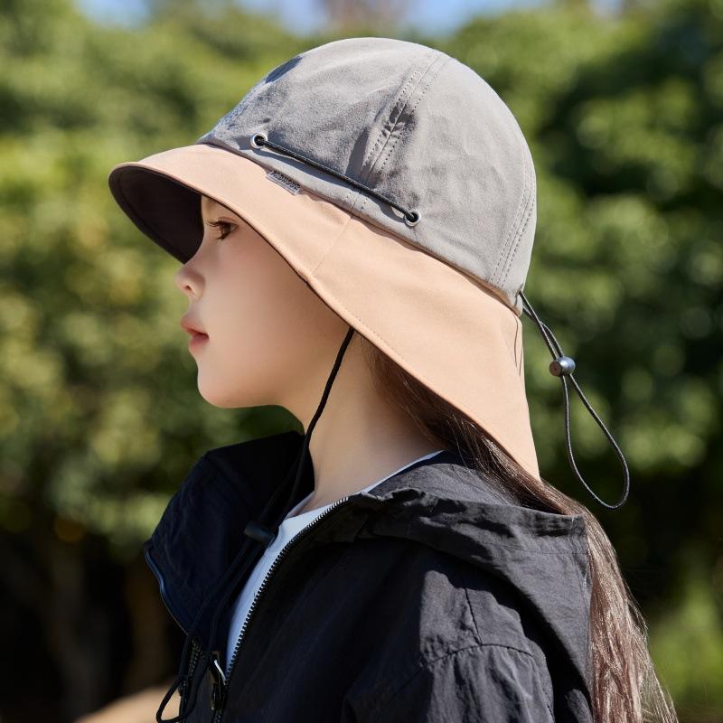 Summer Ice Silk Children'S Sunshade Basin Hat Sunscreen Bucket Hat Outdoor Boys And Girls Mountaineering Hat Thin Sun Hat
