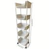 1pc White Mobile Storage Cart - Versatile Utility Organizer Rack with Wheels, Adjustable Shelving Unit, Space-Saving Solution for Living Room, Bedroom