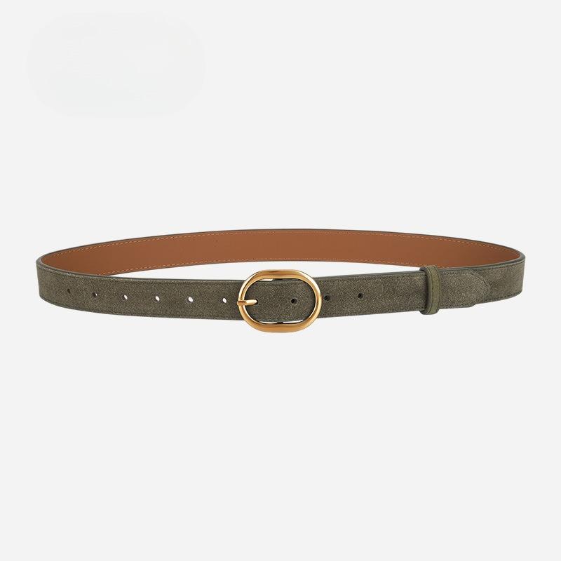 

Retro Matte Reverse Velvet Leather Belt for Women Round Pin Buckle Classic Versatile Jeans Belt High-end Leather Belt for Women 110cm