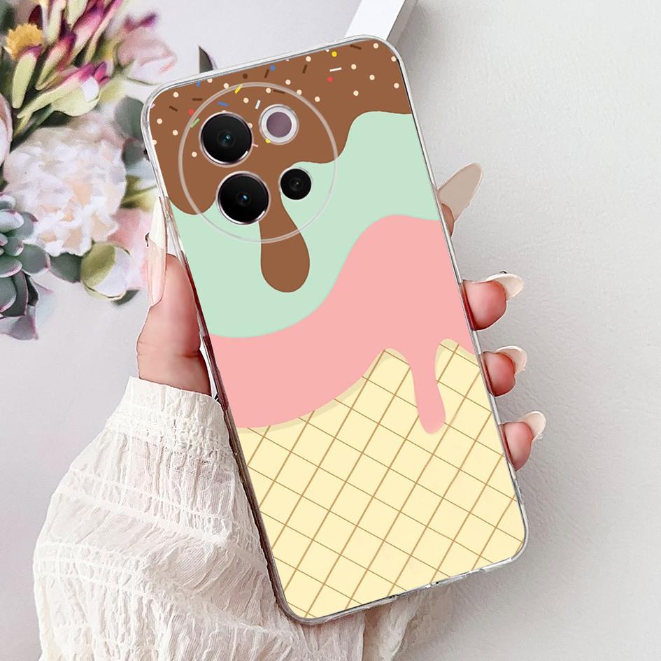 For Vivo V40 Lite 5G Case Transparent Silicone Soft TPU Back Cover Lovely Heart Case For Vivo V40Lite 5G V2341 Shockproof Bumper