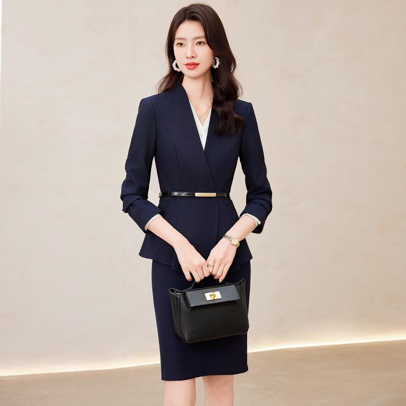 Professional Women's Suit Skirt Set 2024: Elegant Slimming Workwear for Beauty Salon and Property Consultants