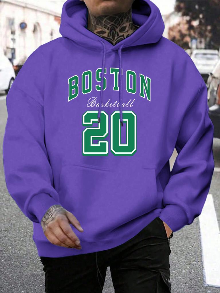 Boston City Print Herren Hoodie Harajuku Lockerer Pullover Mode Fleece Warmer Hoodie Mann Vintage Herbst Rundhals Oberteil