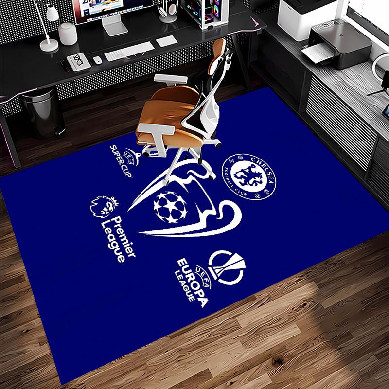 1pc Chelsea FC logo Print Area Rug - Soft,Washable Non-Slip Indoor Mat for Office Chairs,Living Room,Home Office Decorative Rug