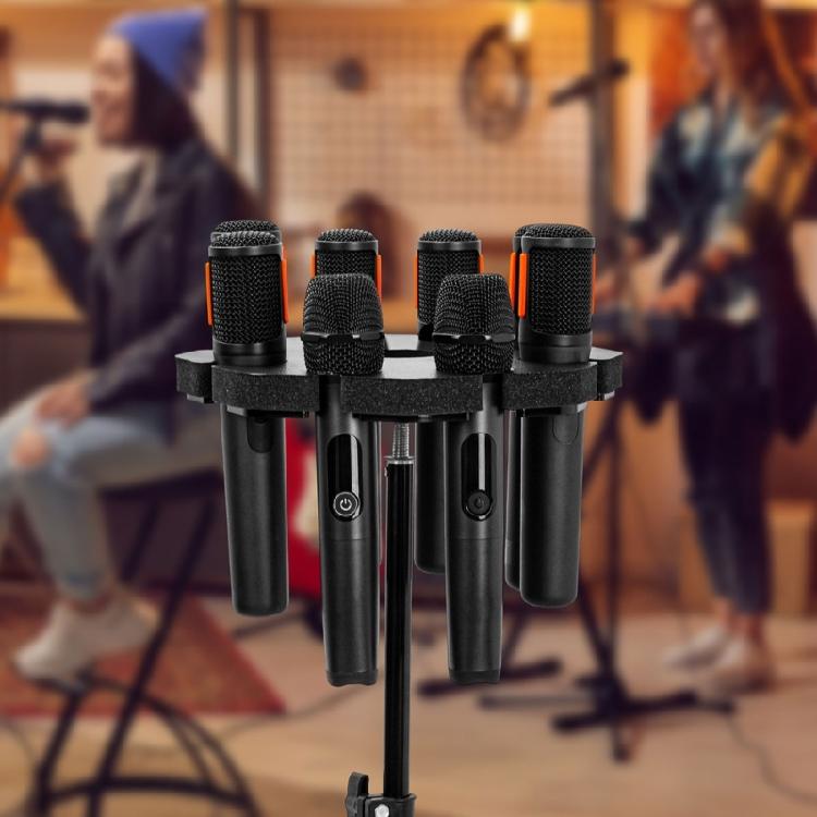 Microphone Stand Mount Mics Holder with Antislip Foam Base and 8 Slot Construction  for Studio Stage